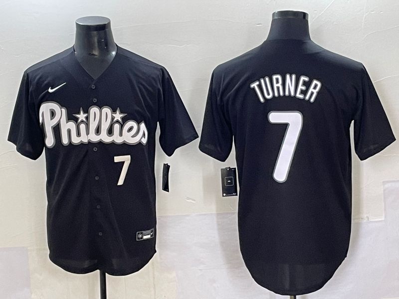Men 2025 Philadelphia Phillies #7 Turner Black Fashion Nike MLB Jersey style 7095->philadelphia phillies->MLB Jersey
